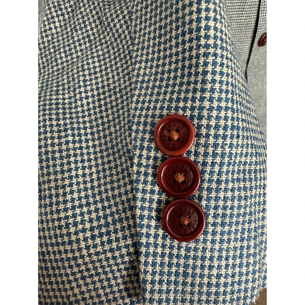 Orvis Mens Blue White Houndstooth Two Button Blazer Sport Coat 42R